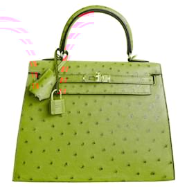 Hermès-KELLY II tangerine orange ostrich-Orange